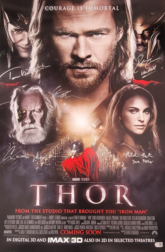 Thor Multi-Signed Cast Linen Backed Poster - SWAU Authenticated