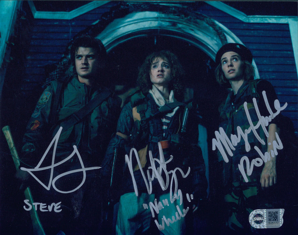 Maya Hawke, Natalia Dyer & Joe Keery Signed 8x10 Photo - SWAU Authenticated - SWAU