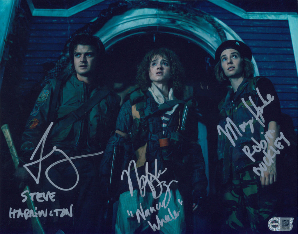 Maya Hawke, Natalia Dyer & Joe Keery Signed 11x14 Photo - SWAU Authenticated - SWAU
