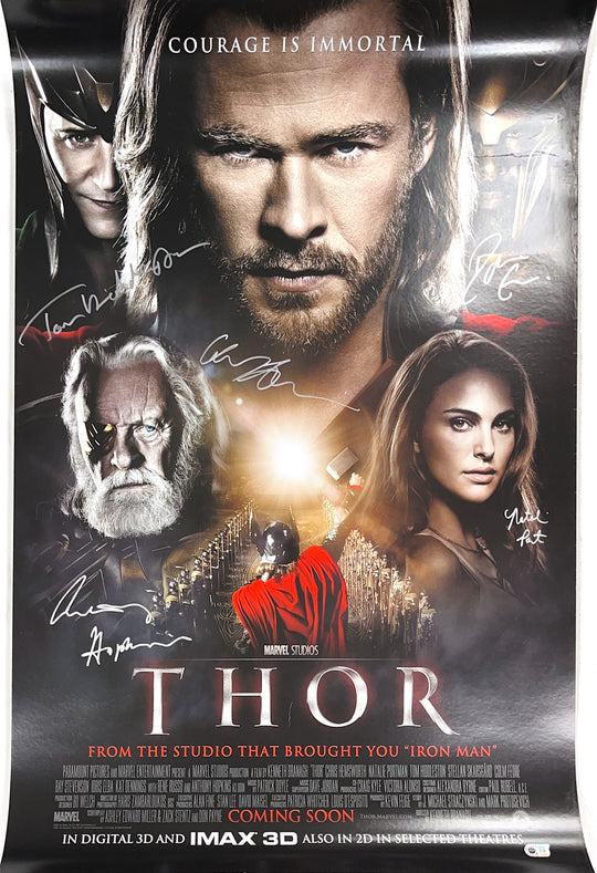 Thor Multi-Signed Cast Linen Backed Poster - SWAU Authenticated