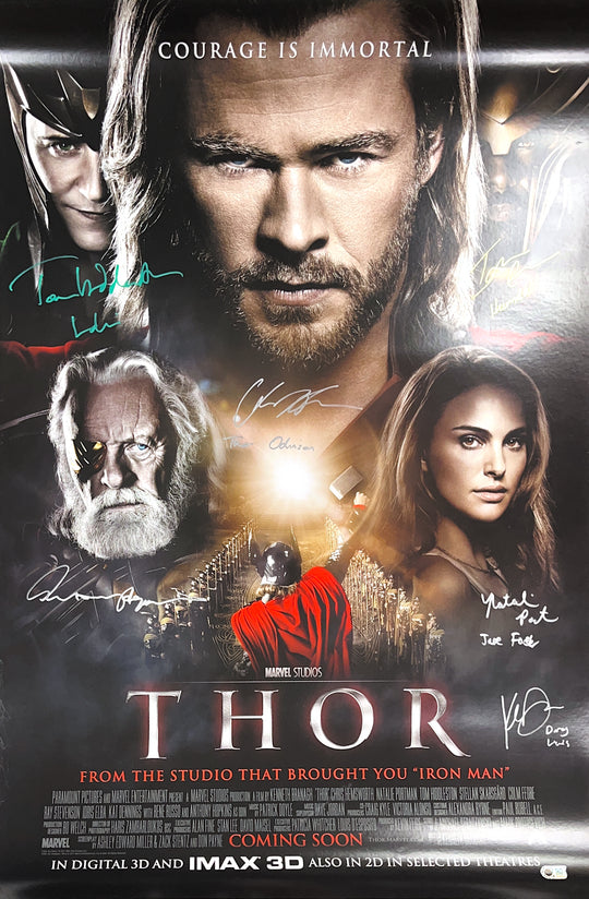 Thor Multi-Signed Cast Linen Backed Poster - SWAU Authenticated